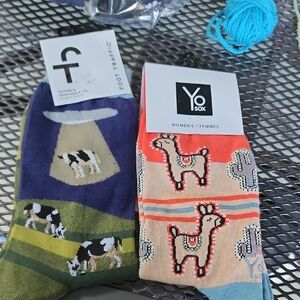 SO Men's Casual Socks - Green and Tan with Animal Patterns